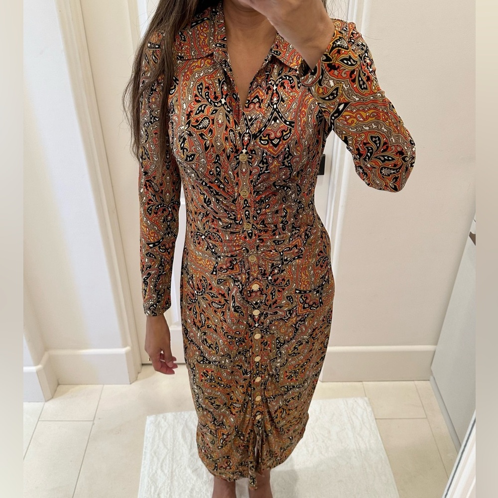 Michael Kors M Stretchy Comfy Button Up Work Dress